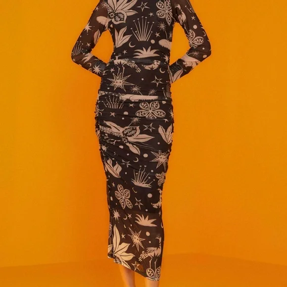 FARM RIO NWT Black & White Cerrado Sky Tulle Dress - Picture 4 of 6